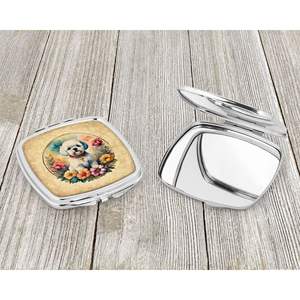 Bichon Frise Fleurs Compact Pliant Poche Voyage Maquillage Miroir De Poche Cadeau Décoratif pour Femmes et Filles - Product Image 3