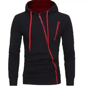 <b>Men's</b> <b>White</b> Hooded <b>Sweatshirt</b> Slim Fit Knitted Polyester Casual Autumn Wear Zipper Design - Product Image 2