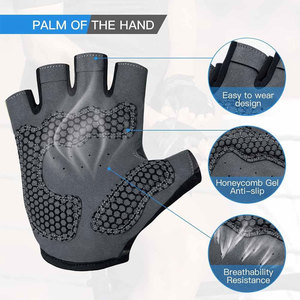 Gants de cyclisme professionnels à fermeture réglable au poignet pour hommes et femmes avec design antidérapant et absorbant les chocs sur la paume - Product Image 3