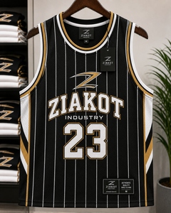 Wholesale Direct Ziakot Industry Custom Black White Pinstripe White-Gray Authentic Basketball Jersey - Product Image 5