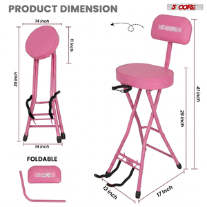 Taburete para Guitarra 5Core, Silla Acolchada de 3.15 Pulgadas con Respaldo, Asiento Musical Plegable con Reposapiés Integrado, Soporte para Guitarra - Product Image 5