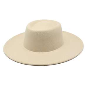 Chapeau Fedora à large bord, couleur unie, protection solaire, design personnalisé, décoration à pompon, décontracté, pour l'extérieur, pêche - Product Image 1
