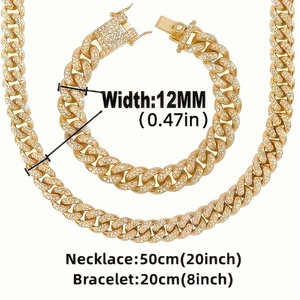 192062 Ensemble de bijoux pour homme 3 pièces - Montre élégante et collier et bracelet à maillons cubains - Product Image 3