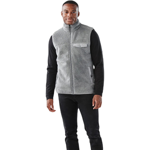 Chaleco de lana Sherpa de invierno para hombre, cuello alto, cierre de cremallera, ropa exterior informal cálida con bolsillos laterales, color sólido - Product Image 4