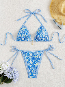 Conjunto de Bikini Sexy de 2 Piezas para Mujer, Top Triangular con Tiras, Traje de Baño de Dos Piezas, Traje de Baño Cheeky - Product Image 4