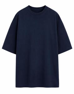 Wholesale Men's Oversized Solid Navy Blue Canvas <b>T</b>-<b>Shirt</b> Regular Sleeve O-Neck Casual Fit Breathable Eco-Friendly for Gym - Product Image 5