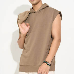 Vente en gros de sweats à capuche sans manches pour hommes, de haute qualité, avec logo personnalisé, pour l'hiver, 100% coton, pour la musculation, l'entraînement en salle de sport - Product Image 3