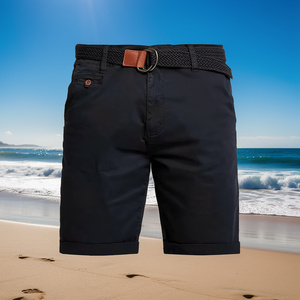 Pantalones Cortos de Algodón Tejido para Hombre, Estilo Casual de Negocios, Cintura Elástica, 100% Lona, Color Liso, Cintura Media, para Verano y Golf, Venta al por Mayor - Product Image 3