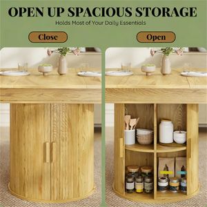 Tavolo da Pranzo in Stile Rustico Naturale con Scaffale Portaoggetti per Soggiorno (Solo Tavolo) - Product Image 3