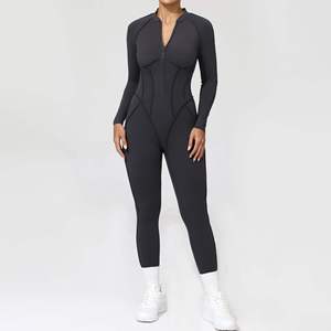 Combinaison unisexe à col halter sans bretelles, ajustée, couleur unie, en spandex et polyester, respirante, anti-humidité, pour toutes les saisons, vêtements de sport - Product Image 4