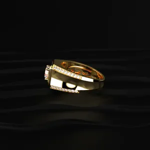 Anillo de Diamante de Corte Redondo Creado en Laboratorio, Anillo de Diamante de Oro de 14K, Anillo de Diamante Solitario de Corte Redondo, Anillo de Diamante de Estilo Audaz para Hombre - Product Image 2