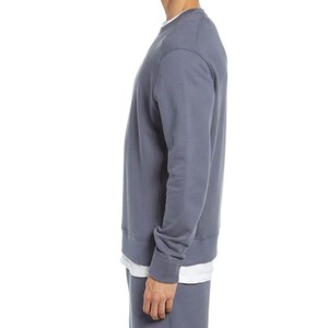 Sweat-shirt à col rond gris uni 100% coton tricoté respirant coupe classique manches longues pour l'automne - Product Image 5