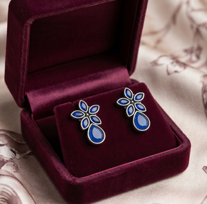 DIVYORO <b>BLUE</b> FLORAL <b>STUDS</b> - Product Image 2