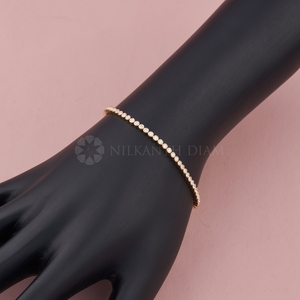 Brazalete Elegante con Diamantes Cultivados en Laboratorio, Corte Redondo, Engaste en Bisel, en Oro Sólido de 10K, 14K y 18K para Mujer, de la India - Product Image 4