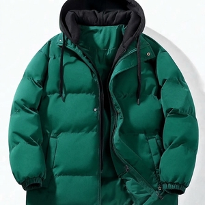 Chaqueta Acolchada con Capucha para Hombre, Abrigo Aislante de Invierno, Ligera, Cálida, Resistente al Viento, Tejido de 300g, Estilo Casual Urbano - Product Image 3