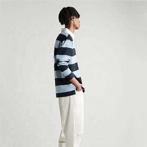 Polo de Alta Calidad para Hombre con Logotipo Personalizado, Polo Transpirable de Rayas Oversize, Polo Casual de Manga Larga de Algodón para Invierno - Product Image 3