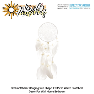 Acchiappasogni a forma di sole da appendere, 13x45 cm, con piume bianche, decorazione per parete, casa, camera da letto - Product Image 2
