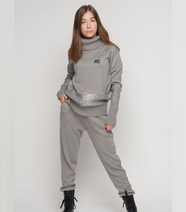 Wholesale Women Turtleneck Sweater Set with <b>Sequin</b> Detail Soft Knit Top and Matching <b>Pants</b> Women's Hoodies & Sweatshirts - Product Image 1