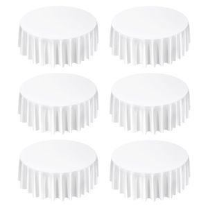 Set di 6 Tovaglie in Poliestere Bianco, Diametro 120 Pollici, Lavabili in Lavatrice e Resistenti alle Macchie e alle Pieghe - Product Image 1