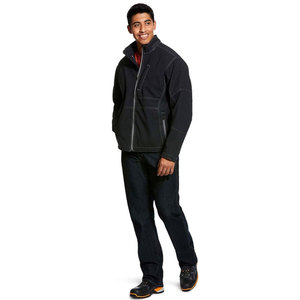 Men's Eco-Friendly Thick Windproof Fleece Jacket O-Neck <b>Covered</b> <b>Button</b> Closure High Street Style Winter Wear Regular Fit - Product Image 1