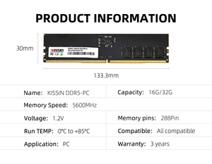 KISSIN <span class=keywords><strong>DDR5</strong></span> PC RAMメモリ32GB 16GB 8GB <span class=keywords><strong>DDR5</strong></span> 4800Mhz 5200Mhz 5600Mhz 6000Mhz <span class=keywords><strong>DDR5</strong></span>ゲーム用コンピュータ - Product Image 6