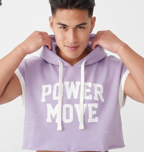 <b>Men</b> Sleeveless Crop Hoodie <b>Top</b> 100% Cotton Printed Loose Fit Running Cropped Hoodies Sleeveless Winter Crop Hoodie <b>Men's</b> - Product Image 4