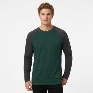 Camiseta de Manga Raglán para Hombre, Cuello Redondo, Estampado Gráfico, Ribete en Contraste, Tejido Casual, 100% Algodón, Corte Regular, 220 Gramos, Antiarrugas - Product Image 3