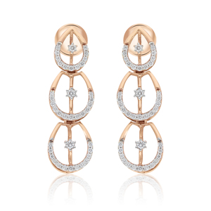 Collier de luxe en or massif 18 carats plaqué or rose avec diamants, forme goutte d'eau, taille brillant rond, ensemble de bijoux de mariage pour femme - Product Image 2