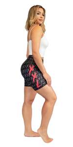 Pantalones Cortos Deportivos de Punto para Mujer, Cintura Baja Elástica, Estampado Floral, Secado Rápido, Spandex y Poliéster, Corte Regular - Product Image 1