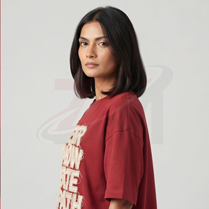 Camiseta de Algodón Premium para Mujer, Personalizada con Bordado, Talla Grande, Corte Holgado, Estilo Casual, Fabricante OEM ODM - Product Image 4