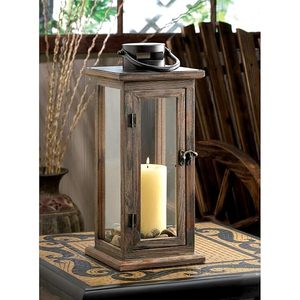 Farol de Madera Rústico Alto para Velas, Decorativo, Estilo Granja, Colgante, con Paneles de Vidrio, para Decoración del Hogar y Bodas - Product Image 5