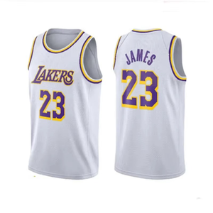 Maillot de basket-ball pour hommes, débardeur en maille sans manches, jaune et violet, imprimé avec le nom de l'équipe, respirant - Product Image 3