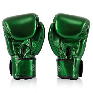 Fairtex Boxing <b>Gloves</b> Green Leather Hook Loop Closure <b>Moisture</b> Wicking Breathable Full Finger Adult Training Gear Martial Arts - Product Image 3