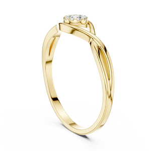 Anillos de oro macizo de 14k para mujer con diseño de forma de espiga, minimalistas, con diamantes de corte redondo, para regalo, compromiso, aniversario, boda - Product Image 3