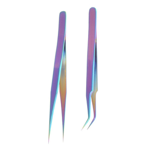 <b>Rainbow</b> Stainless Steel Eyelash Tweezers Precision Pointed Tip Smooth Surface Beauty Tool for Lash Extension Eyebrow Shaping and - Product Image 1