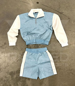 Conjunto deportivo cortavientos estilo streetwear con cremallera de color y pantalones cortos, 100% nailon, nuevo diseño, conjunto deportivo extragrande para hombre, alta calidad - Product Image 4