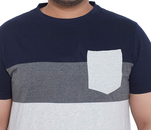 T-shirt Homme Grande Taille 100% Coton Biologique de Qualité Supérieure, Bloc de Couleurs, Poche Avant, Logo Personnalisé, OEM, Vente en Gros pour la Gym - Product Image 4