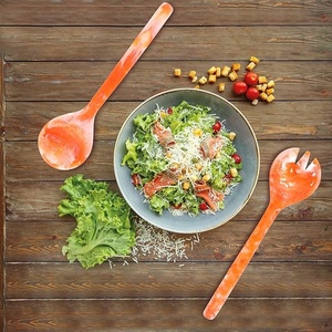 Modern Epoxy Resin Salad Tools Serving Spoon Fork Set Dishwasher Safe Polished Finish Custom Size Salad <b>Server</b> Handmade - Product Image 3