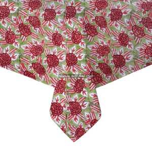 New Premium 100% Cotton Floral <b>Tablecloth</b> Hand Block Printed <b>Square</b> Table Cover For Events Wedding Party - Product Image 1