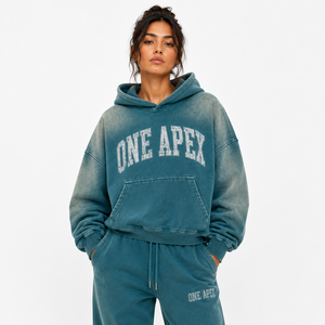 เสื้อฮู้ดโอเวอร์ไซส์สำหรับผู้หญิง ONE APEX ผ้าฟลีซเนื้อหนานุ่ม ระบายอากาศได้ดี ซับในอย่างดี สไตล์วินเทจ ลุคซักย้อนยุค เหมาะสำหรับฤดูหนาว - Product Image 4