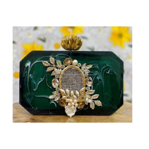 Luxury Epoxy Resin Evening Clutch <b>Bag</b> for Women | Handmade Acrylic Party Handbag for Wedding, Bridal and Formal Events Wholesale - Product Image 3