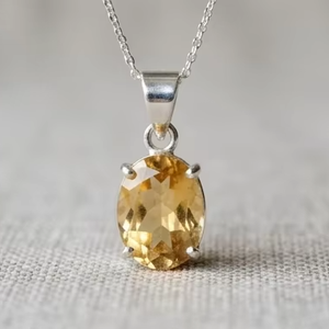 Pendentif en citrine jaune naturelle, pierre précieuse ovale facettée, collier en cristal, bijoux bohèmes faits à la main, pierre de guérison, Noël - Product Image 3