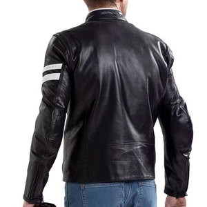 เสื้อแจ็คเก็ตมอเตอร์ไซค์ทรงสลิมฟิตสำหรับผู้ชาย ยี่ห้อ Econex ผลิตจากหนัง PU กันลม ตกแต่งหมุดด้านหน้า ปกคอพับ ปิดด้วยซิป สีพื้น - Product Image 2
