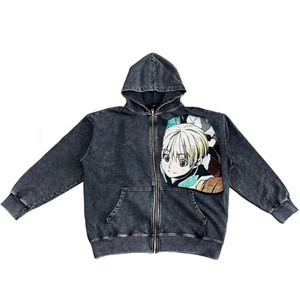 Sweat-shirt à capuche surdimensionné pour homme, imprimé anime, décontracté, pour l'automne, 100% coton, tricoté, coupe classique - Product Image 5