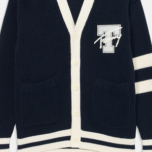 Cárdigan de punto personalizado OEM de manga larga con cuello en V, ropa de moda para mujer, cárdigan de punto extragrande de algodón con diseño de collage personalizado - Product Image 2