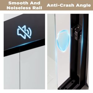 56-60 \ "X 72 \" doppio 1/4 scorrevole nero opaco \ "(6mm) manico in acciaio inox vetro temperato pellicola antideflagrante - Product Image 6