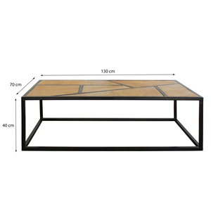 Mesa de Centro de Madera de Mango, Estilo Industrial Geométrico, Resistente y Duradera, con Marco de Metal Negro, Moderna y Rústica para Sala de Estar - Product Image 6