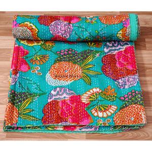 Nouvelle Couette Kantha en Coton Faite à la Main, Motif Indien Imprimé en Patchwork, Magnifique Décoration d'Intérieur, Jeté de Lit, Couvre-lits de Créateur, Vente en Gros - Product Image 5