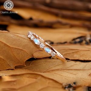 Charm_Jewells Rose Gold Moissanite Eternity Band <b>Ring</b> Marquise Cut Channel Setting Women's Classic Wedding <b>Ring</b> - Product Image 2