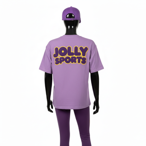 Ensemble sportif pour femme, t-shirt en coton premium 200 GSM et legging en polyester et élasthanne, logo aigle imprimé par transfert thermique DTF violet, personnalisable. - Product Image 2